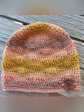 Artisan Handmade Crochet Wool Blend "Desert Sunrise" Beanie Hat